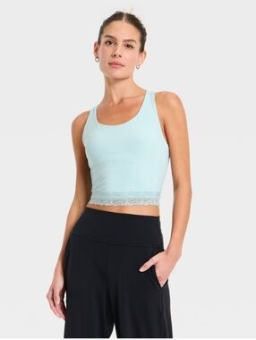 Women's Everyday Soft Lace Trim Racerback Tank Top All In Motion Light Blue